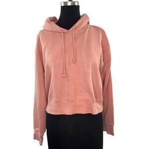 Wilfred Free Pink Hoodie Cotton Crop Hoodie Drop Shoulder Long Sleeve Medium